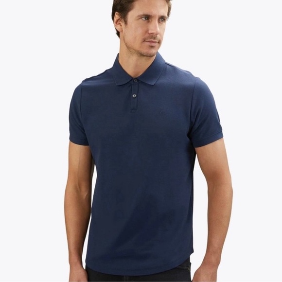 Cuts Prestige Polo Curve Hem Pacific Blue Pima Cotton Blend Polo Size Medium - Picture 1 of 10